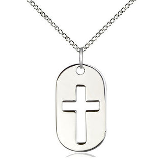 Sterling Silver Cross Dog Tag Medal Religious Jewelry
