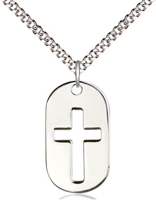 Sterling Silver Cross Dog Tag Medal Religious Jewelry