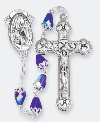 Blue Crystal Capped Bead Rosary