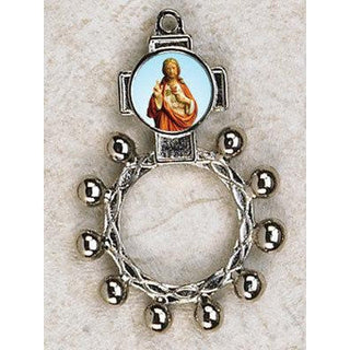 Bulk Sacred Heart of Christ Finger Rosary. Silver Tone