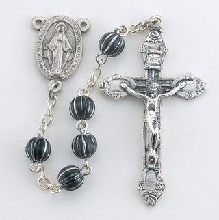 Black And Silver Engraved Rosary
