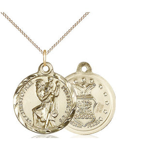 14kt Gold Filled Saint Christopher Air Force Medal Religious Jewelry