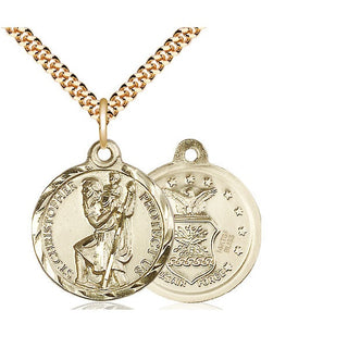 14kt Gold Filled Saint Christopher Air Force Medal Religious Jewelry