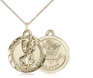 14kt Gold Filled Saint Christopher Army Medal Religious Jewelry