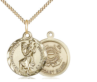 14kt Gold Filled Saint Christopher Coast Guard Medal Religious Jewelry