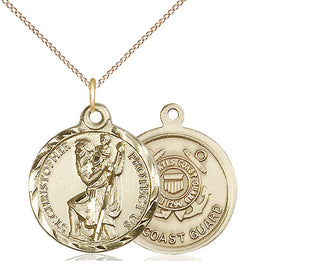 14kt Gold Filled Saint Christopher Coast Guard Medal Religious Jewelry