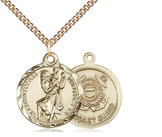 14kt Gold Filled Saint Christopher Coast Guard Medal Religious Jewelry