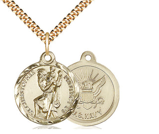 14kt Gold Filled Saint Christopher Navy Medal Religious Jewelry