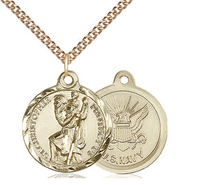 14kt Gold Filled Saint Christopher Navy Medal Religious Jewelry