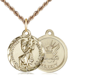 14kt Gold Filled Saint Christopher Navy Medal | Medium