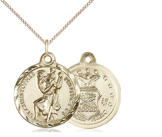 14kt Gold Saint Christopher Air Force Medal