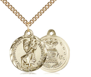 14kt Gold Saint Christopher Air Force Medal