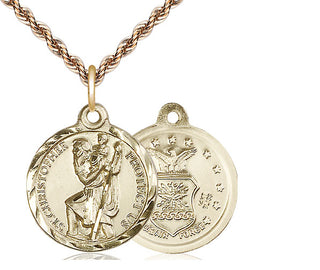 14kt Gold Saint Christopher Air Force Medal