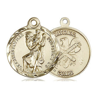 14kt Gold Saint Christopher National Guard Medal