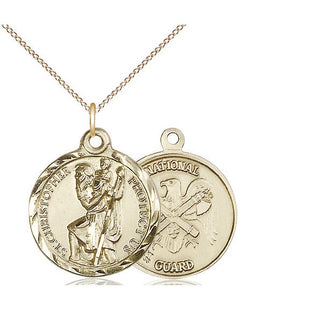 14kt Gold Saint Christopher National Guard Medal