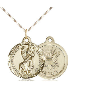 14kt Gold Saint Christopher Navy Medal
