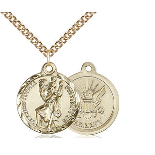 14kt Gold Saint Christopher Navy Medal