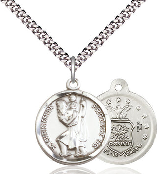 Pewter Saint Christopher Air Force Medal Religious Jewelry