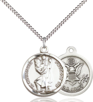 Pewter Saint Christopher Army Medal Religious Jewelry