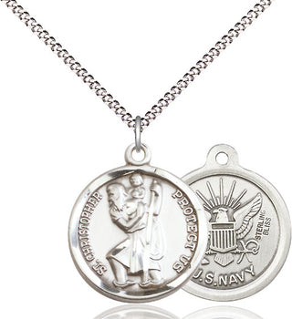 Pewter Saint Christopher Navy Medal Religious Jewelry