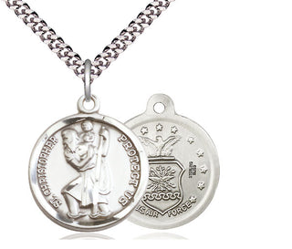Sterling Silver Saint Christopher Air Force Medal Religious Jewelry