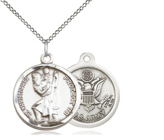 Sterling Silver Saint Christopher Army Medal Religious Jewelry