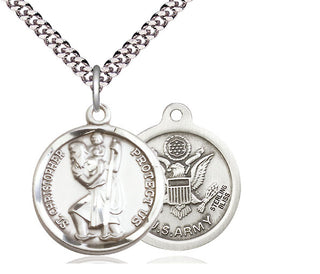 Sterling Silver Saint Christopher Army Medal Religious Jewelry