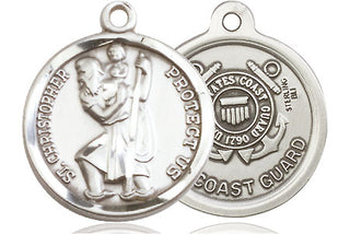 Sterling Silver Saint Christopher Coast Guard Medal Religious Jewelry