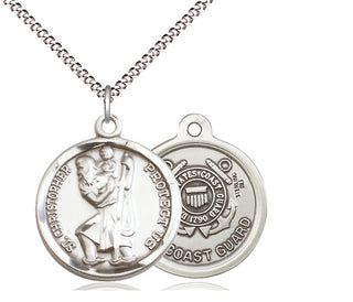 Sterling Silver Saint Christopher Coast Guard Medal Religious Jewelry