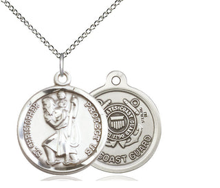 Sterling Silver Saint Christopher Coast Guard Medal Religious Jewelry