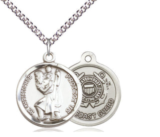 Sterling Silver Saint Christopher Coast Guard Medal Religious Jewelry