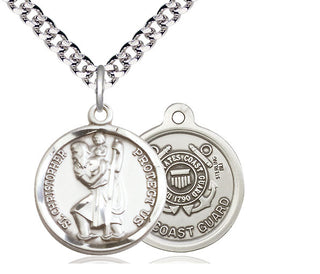 Sterling Silver Saint Christopher Coast Guard Medal Religious Jewelry