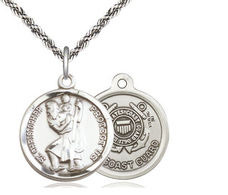 Sterling Silver Saint Christopher Coast Guard Medal Religious Jewelry