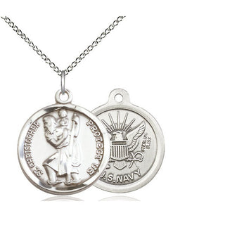 Sterling Silver Saint Christopher Navy Medal Religious Jewelry