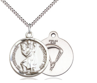 Sterling Silver Saint Christopher Paratrooper Medal Religious Jewelry