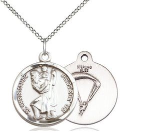 Sterling Silver Saint Christopher Paratrooper Medal Religious Jewelry