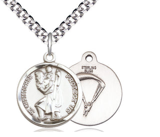 Sterling Silver Saint Christopher Paratrooper Medal Religious Jewelry