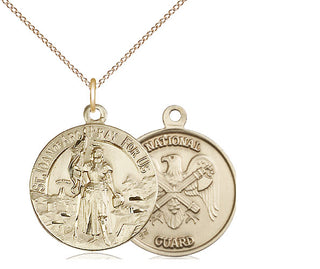 14kt Gold Filled Saint Joan of Arc National Guard Medal Religious Jewelry