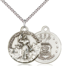 Sterling Silver Saint Joan of Arc Air Force Medal Religious Jewelry