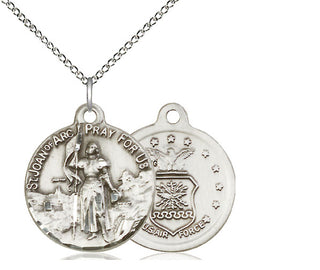 Sterling Silver Saint Joan of Arc Air Force Medal Religious Jewelry