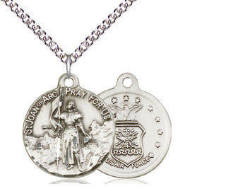 Sterling Silver Saint Joan of Arc Air Force Medal Religious Jewelry