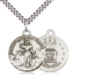 Sterling Silver Saint Joan of Arc Air Force Medal Religious Jewelry