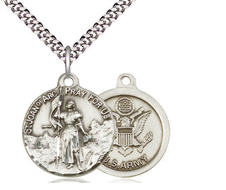 Sterling Silver Saint Joan of Arc Army Medal Religious Jewelry