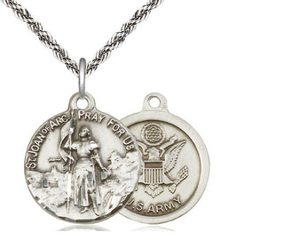 Sterling Silver Saint Joan of Arc Army Medal Religious Jewelry