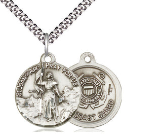 Sterling Silver Saint Joan of Arc Coast Guard Medal Religious Jewelry