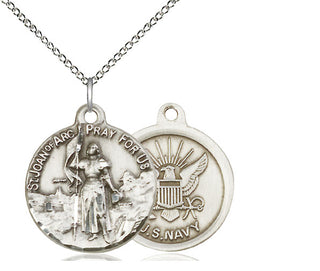 Sterling Silver Saint Joan of Arc Navy Medal Religious Jewelry