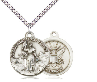 Sterling Silver Saint Joan of Arc Navy Medal Religious Jewelry