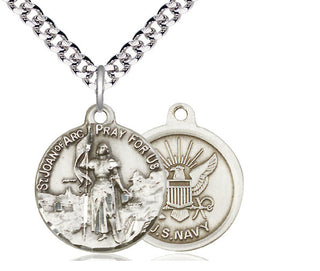 Sterling Silver Saint Joan of Arc Navy Medal Religious Jewelry