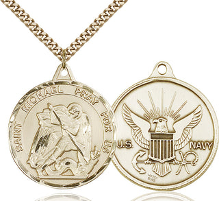 14kt Gold Filled Saint Michael Navy Medal Catholic Jewelry