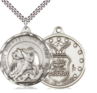 Sterling Silver Saint Michael Air Force Medal Catholic Jewelry